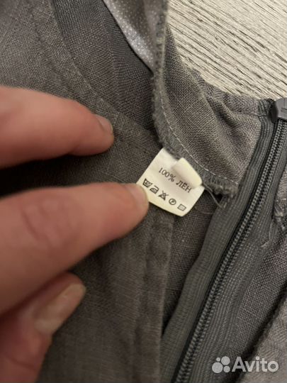 Сарафан серый льняной 44