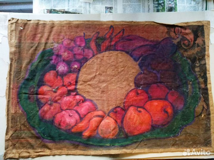 Старая картина натюрморт Х. М. 48 Х 72