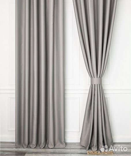 Шторы блэкаут Амадео серо-бежевый бесшовный пошив