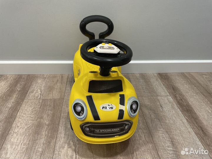 Машинка каталка детская музыкальная толокар Желтая