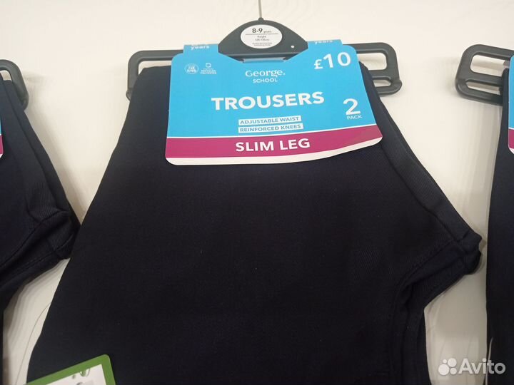 Новые школьные брюки синие George 140 slim