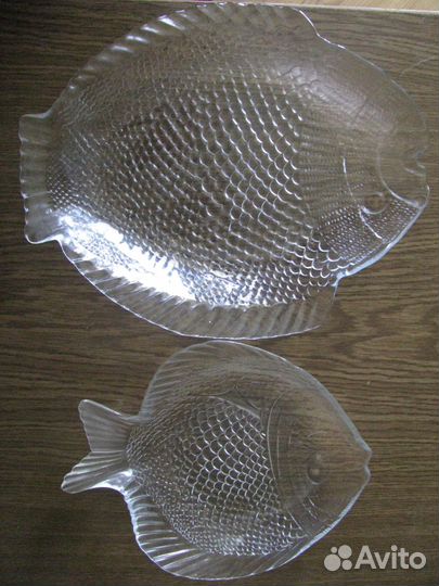 Тарелка рыба стекло 2 шт для сервировки
