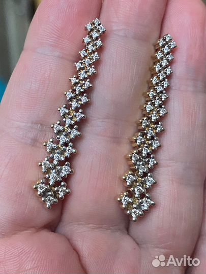 Золотые серьги с бриллиантами 585 проба