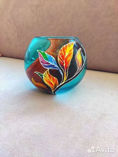 Ваза ручной работы. Декор. Стекло. Роспись