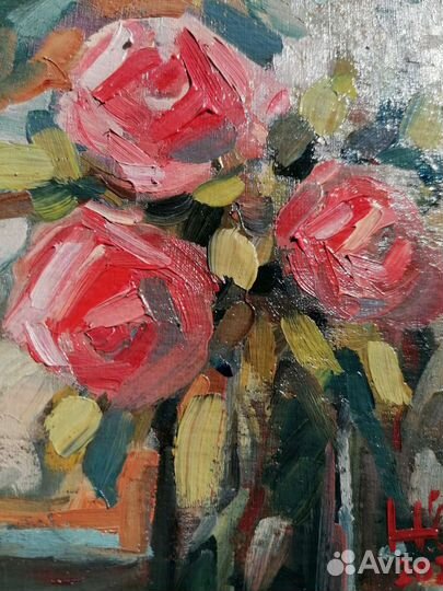 Картина маслом букет с розами