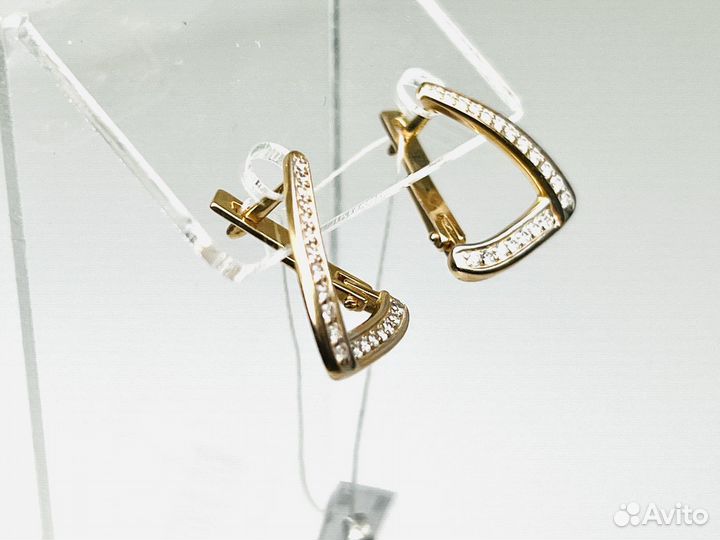 Серьги золотые с Фианитами 585 (ор)