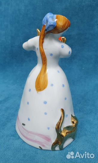 Фарфор Дулево Девушка с чайником и котом 1с