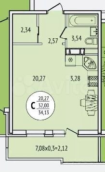 Квартира-студия, 34,5 м², 6/24 эт.