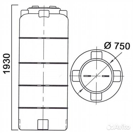 Емкость пластиковая цилиндрическая 780 Л