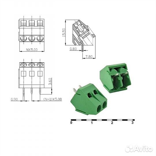 1 шт Клемники терминальные блоки DG103-5.0-2