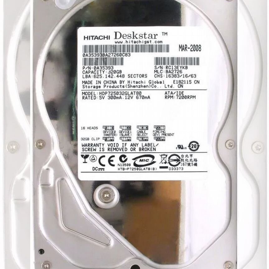 [HDP725032GLAT80] Жесткий Диск Hitachi 320gb Ide 3.5 Hdp725032glat80