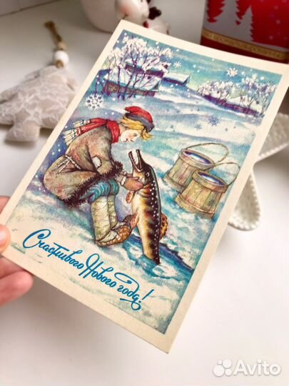 Новогодняя открытка, раритет, оригинал, СССР