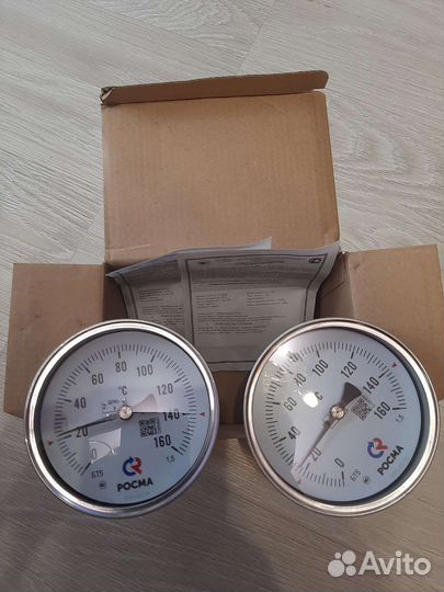Термометр биметаллический 2 штуки и манометр Росма