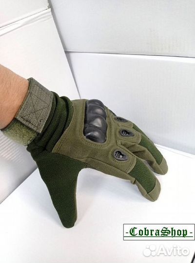 Тактические перчатки с костями Олива