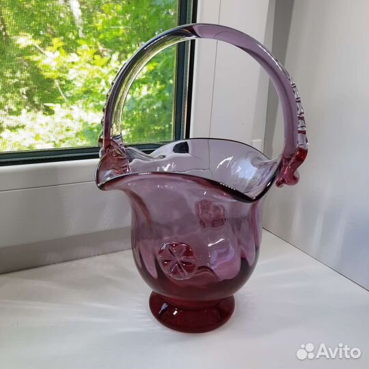 Марганцевое стекло ваза конфетница салатник