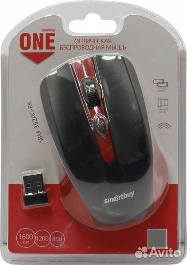 Беспров Мышь SmartBuy One SBM-352AG-RK Red