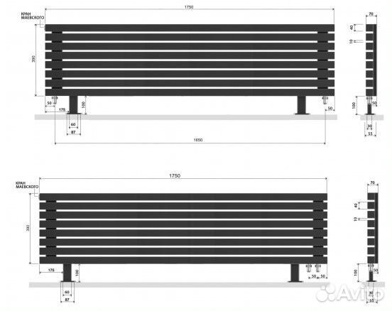 Напольный дизайнерский радиатор Cube HN