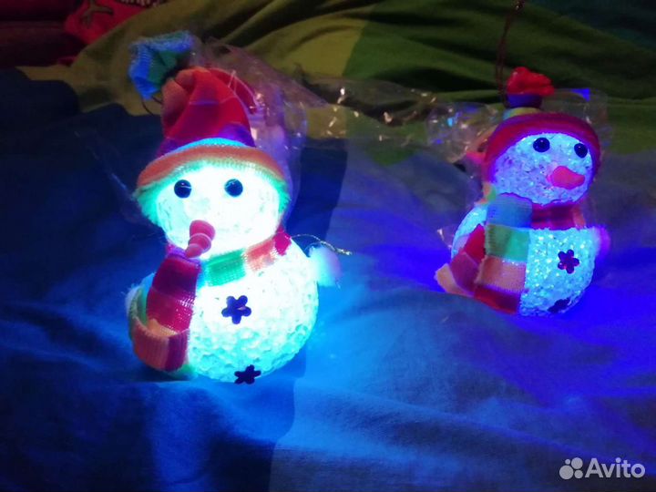 Игрушка новогодняя Снеговик светящийся