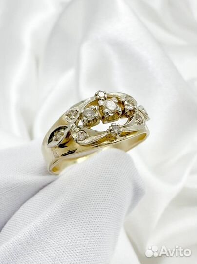 Золотое кольцо СССР 583 с бриллиантами 3.88 гр