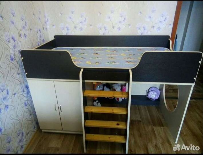 Детская кровать чердак и шкаф-тумба б/у