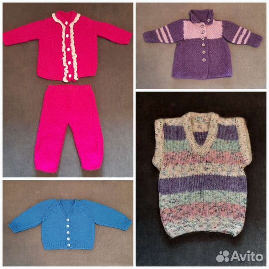 Вязаные комплекты, кофточки, шапочки ручной работы