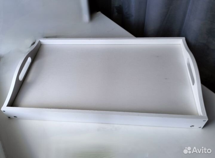 Столик поднос деревянный на ножках складной белый