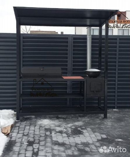 Мангал лофт с крышей
