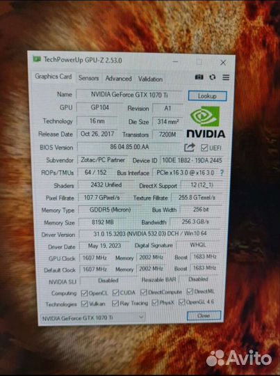 Видеокарта GTX 1070 TI zotac mini