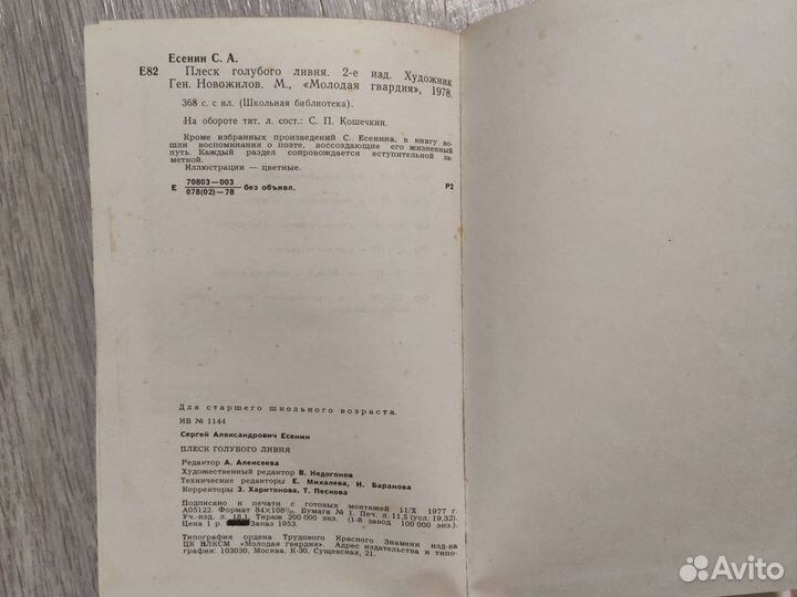 С. Есенин Плеск голубого ливня