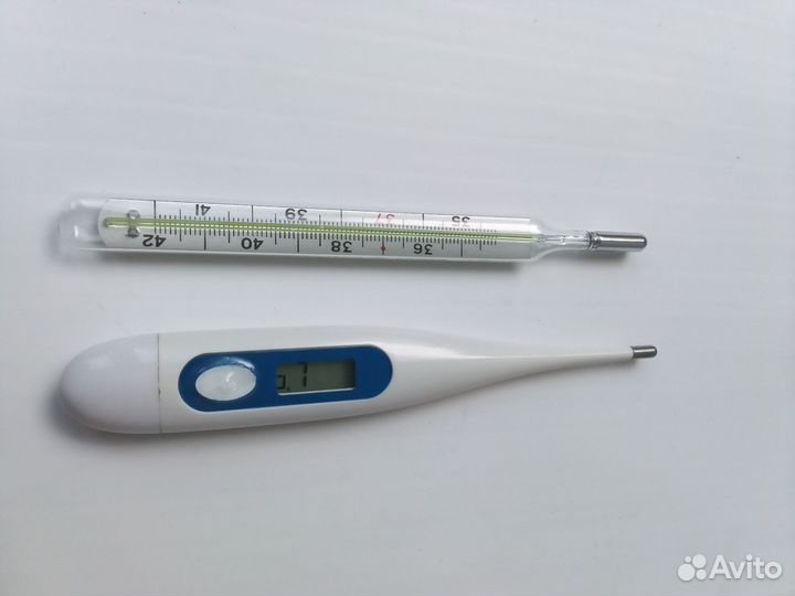 Медицинские градусники, электронный и ртутный, бу