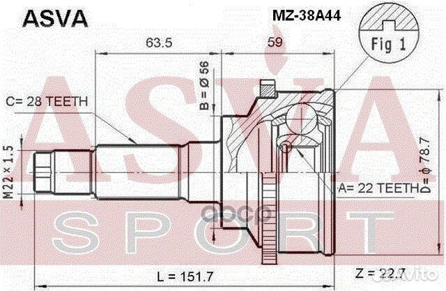 ШРУС наружный 22x56x28 MZ-38A44 asva