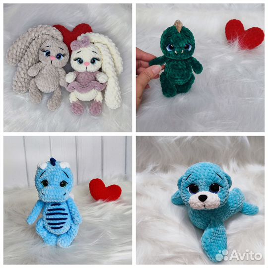 Драконы,зайки и др. Вязаные игрушки для детей