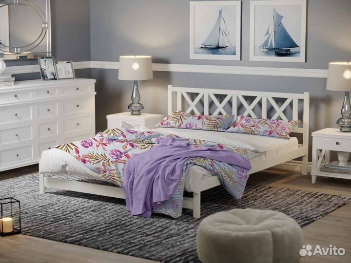 Кровать из натурального дерева 2-спальная 