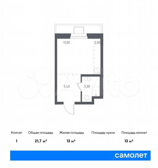 Апартаменты-студия, 21,7 м², 2/17 эт.
