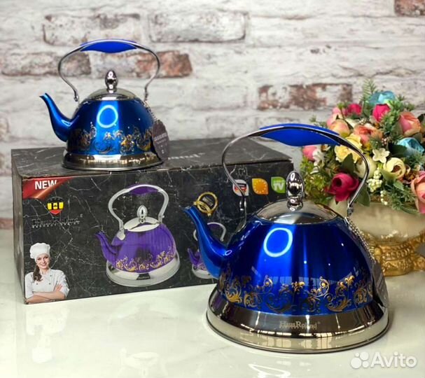 Набор Чайник+Заварник с золотым орнаментом