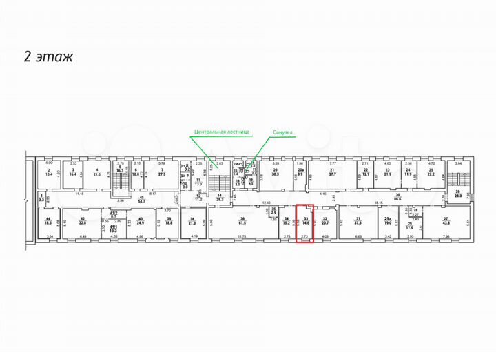 Компактный блок офисов, 49.1 м²