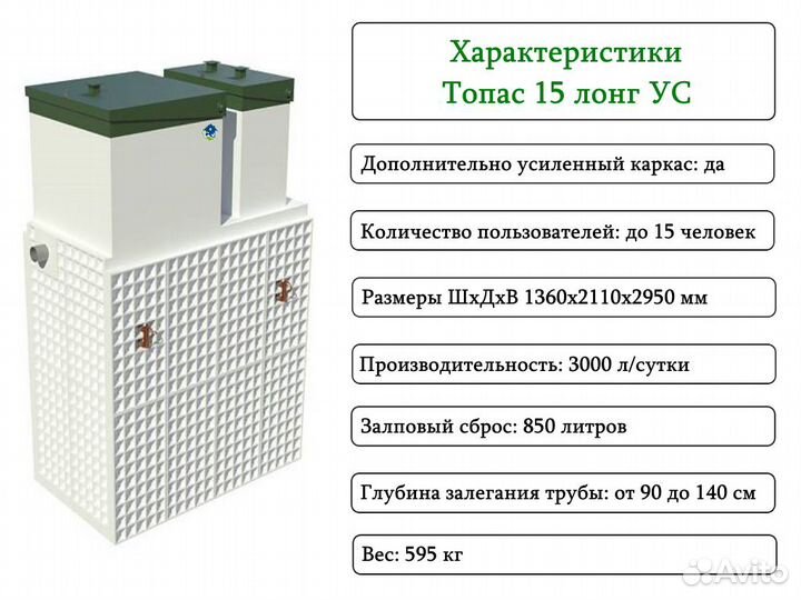 Септик Топас 15 long Ус усиленный с доставкой