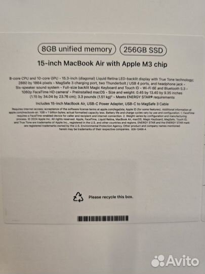 Macbook Air 15 M3 256gb Новый