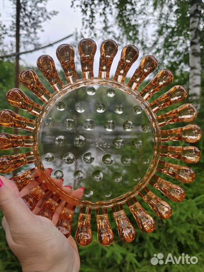 Ваза для фруктов цветное карамельное стекло