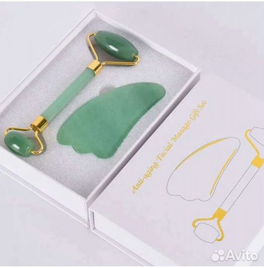 Массажный роллер и скребок Гуаша из натурального н