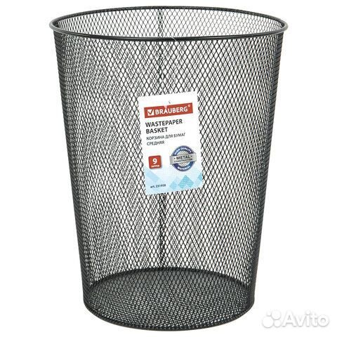 Корзина для бумаг, 9 л, металлическая, черная, BRA