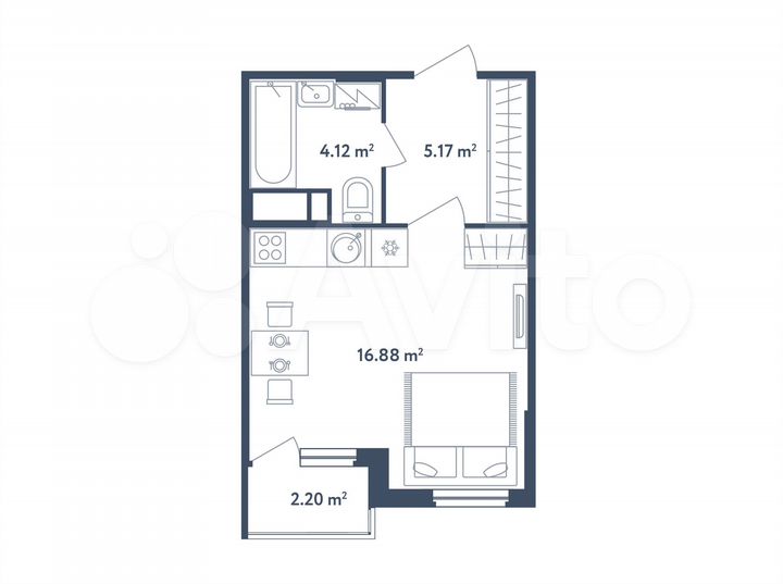 Квартира-студия, 27,3 м², 2/4 эт.