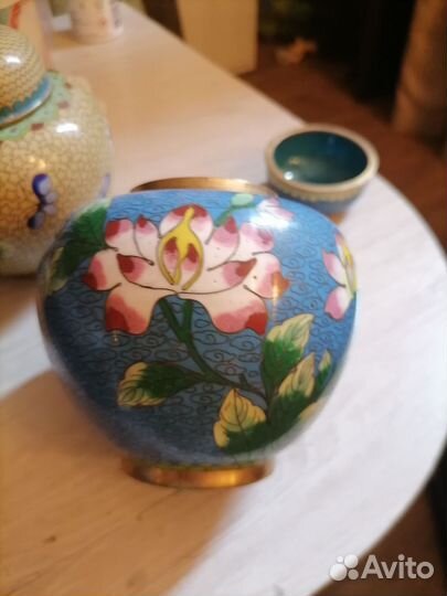 Чайница(ваза) с крышкой клуазон винтаж СССР