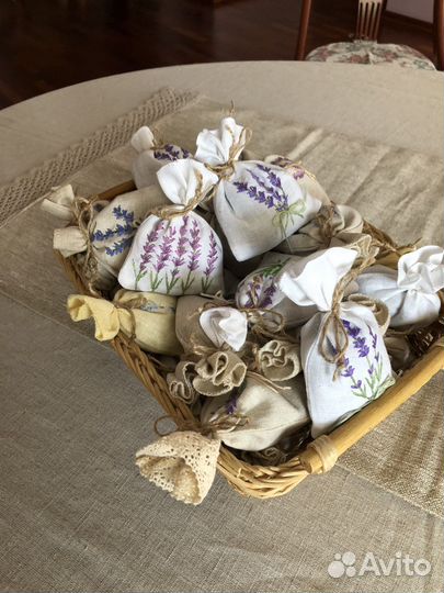 Льняные мешочки саше с лавандой