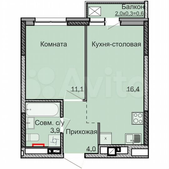 1-к. квартира, 35,4 м², 17/18 эт.