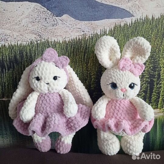 Вязаная игрушка зайка мягкая игрушка