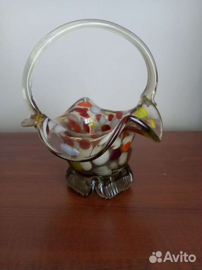 Ваза конфетница цветное стекло