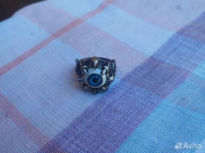 Серебряное кольцо мужское печатка от порча глаза
