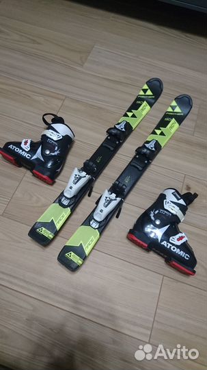 Горные лыжи детские 90 Fischer + ботинки Atomic