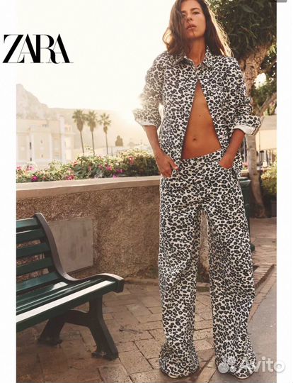Куртка джинсовая Zara принт леопард оригинал
